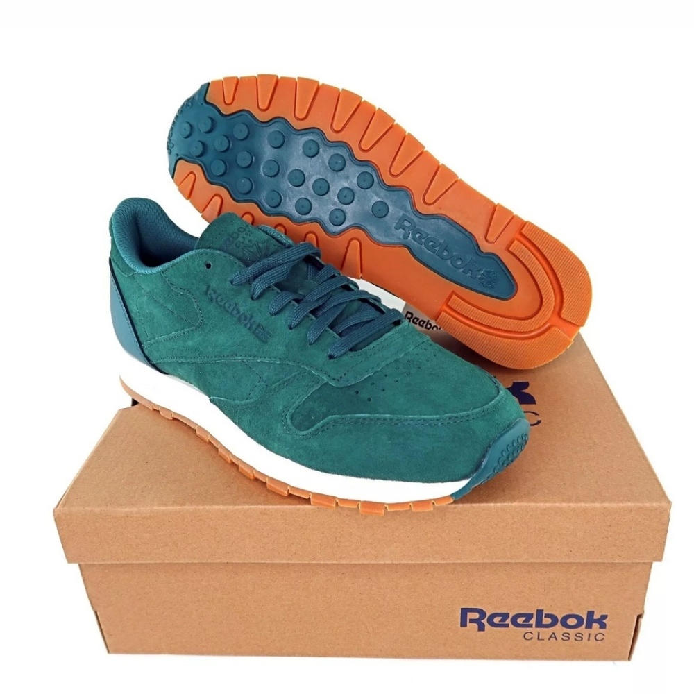 Reebok Classics Green Leather Suade Shoes Sz 8.5